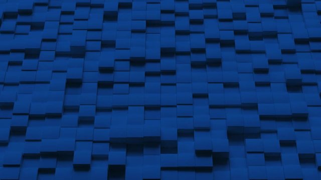 Abstract looping motion background texture of blue cubes.