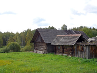 Wooden village buildings