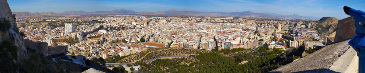 Fototapeta na wymiar Panorama of the beautiful city of Alicante Costa Blanca Valencia province Spain Mediterranean