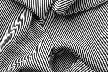 Silk fabric with black and white striped pattern