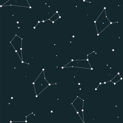 Constellation vector seamless pattern of abstract galaxy cartoon universe background kids polygonal star texture