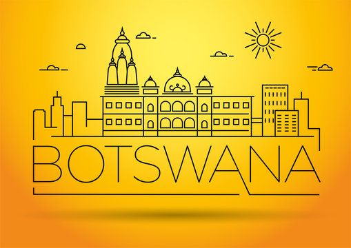 Minimal Botswana City Linear Skyline with Typographic Design
