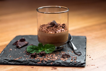 Homemade delicious dark chocolate mousse