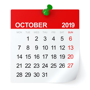 October 2019 - Calendar.