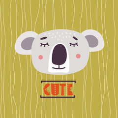 Obraz premium Ilustracja wektorowa ładny koala głowa. Element projektu, clipart