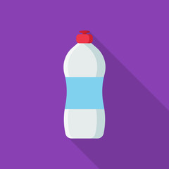 Dishwashing liquid flat icon isolated on purple background. Simple Dishwashing liquid Plastic Bottle sign symbol in flat style. Cleaning and washing products Vector illustration