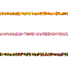 Repeatable random dot pattern text dividing line design set - vector graphic design elements from colored circles