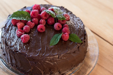 homemade frosted chocolate cake
