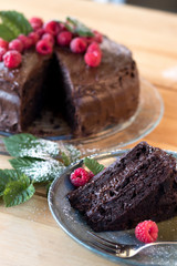 homemade frosted chocolate cake