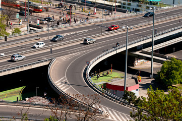 Traffic on the bridge, Bratislava, Slovakia