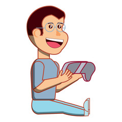 cartoon kid with videogames design