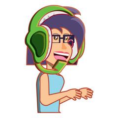 cartoon girl and headset