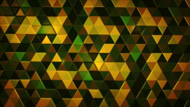 Abstract triangles mosaic background. triangles in a geometric pixelated mosaic tile pattern. diamond and hexagon shapes animation. ceramic wall backdrop. golden abstract fashion background 4k