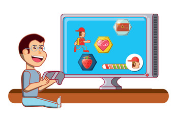 cartoon boy and videogames design