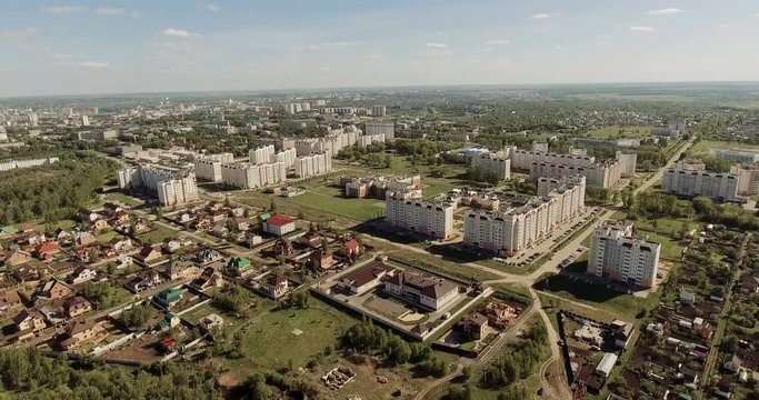 Aerial view of new housing estate in the russian city