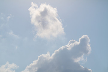 sunny day and cumulus clouds near the Mediterranean sea 