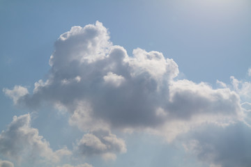 sunny day and cumulus clouds near the Mediterranean sea 