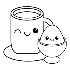 kawaii coffee maker and cookies over white