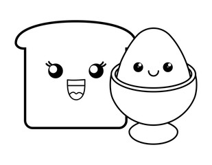 Obraz premium kawaii coffee maker and cookies over white