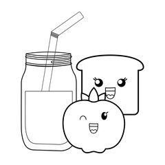 kawaii coffee maker and cookies over white