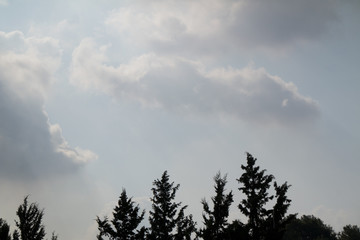 sunny day and cumulus clouds near the Mediterranean sea 