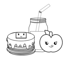 kawaii coffee maker and cookies over white