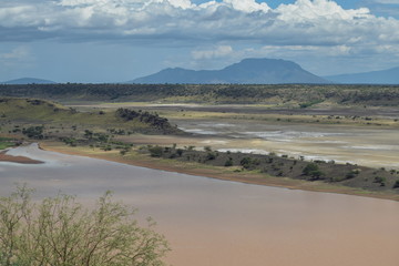 Beautiful reflection at Lake Magadi, Rift Valley, Kenya