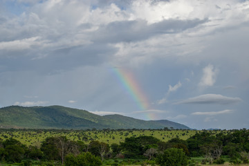 Rainbow in the mountains, Tsavo National Park, Kenya
