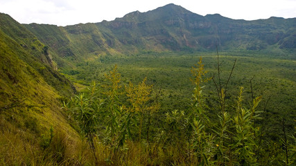 The volcanic crater on Mount Longonot, Kenya