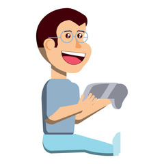 cartoon kid with videogames design