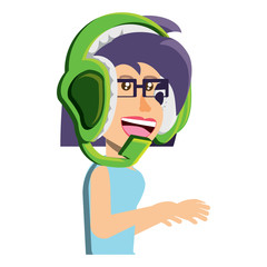 cartoon girl and headset