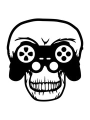 gamer zocken spielen computer spaß konsole controller skelett schädel kopf knochen tot tod freak pad game spiel clipart cool