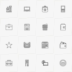 Resume line icon set with star, cell phone  and calendar