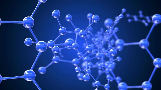 Blue moleculess or network background abstract animation graphic 3D render.