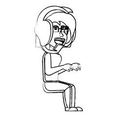 cartoon girl and headset