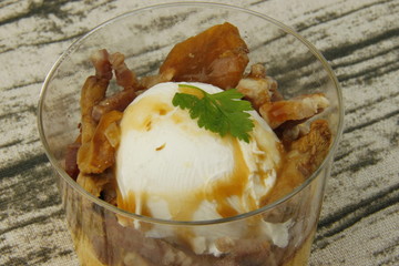 Verrine œuf mollet, lardons, champignons