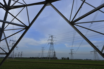 Fototapeta premium The power supply facilities of contour in the evening