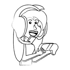 cartoon girl and headset