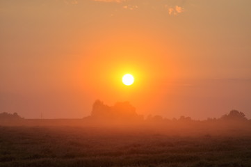 sunset over the fields