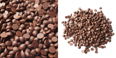 Set with delicious chocolate chips, closeup view