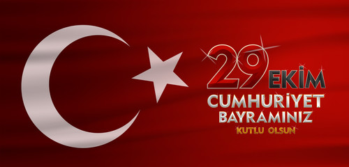 29 ekim cumhuriyet bayrami, Day Turkey. Translation: 29 october Republic Day Turkey and the National Day in Turkey. shining 3D Alphabet Letters, celebration republic. vector illustration
