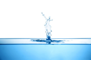 Splash of blue water on white background