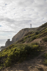Fototapeta na wymiar Landscape of ocean coastline with lighthouse