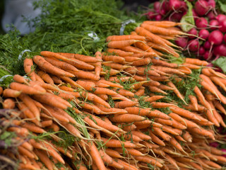 Fresh carrots in market