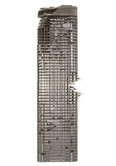 Ruined Skyscraper Isolated On White 3D Illustration