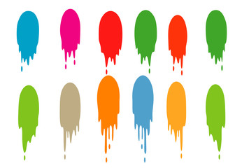 set of color paint liquid drip splash vector element