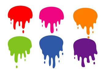 set of color paint liquid drip splash vector element