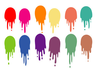 Obraz premium set of color paint liquid drip splash vector element