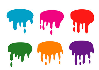 set of various color paint liquid blood drip splash vector element