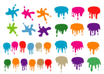 set of various color paint liquid blood drip splash vector element